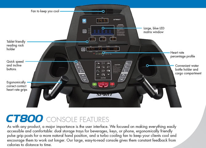 Spirit fitness ct800 treadmill shop